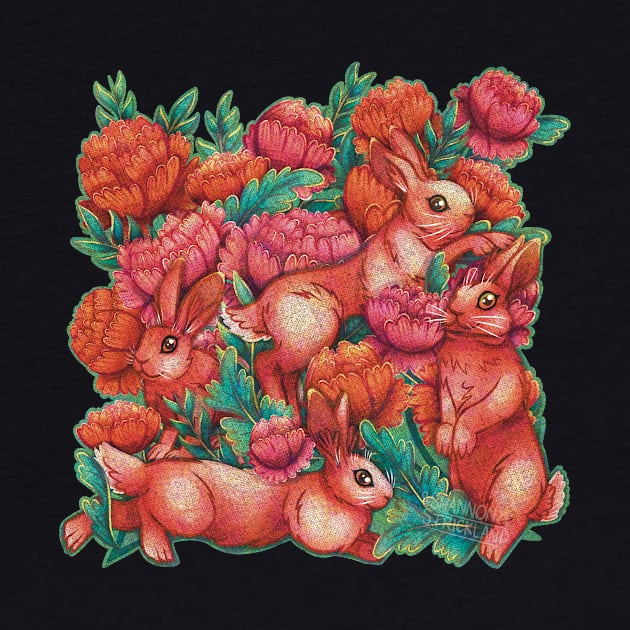 Year of the Rabbit - Lucky Rabbits & Peonies - Lunar New Year 2023 by silveryweb